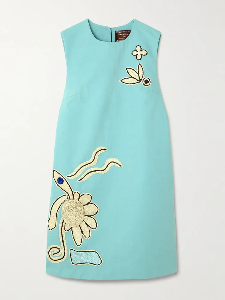 Azar embroidered cotton-canvas mini dress