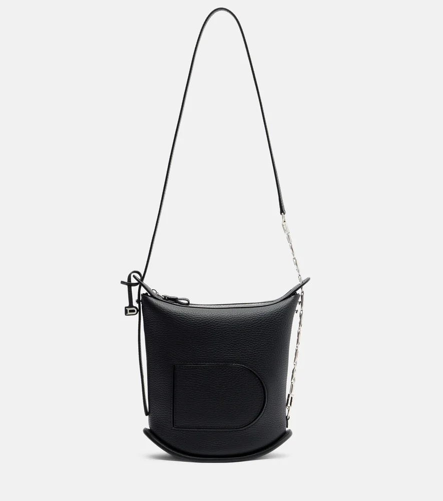 Pin Twist Small leather crossbody bag Black