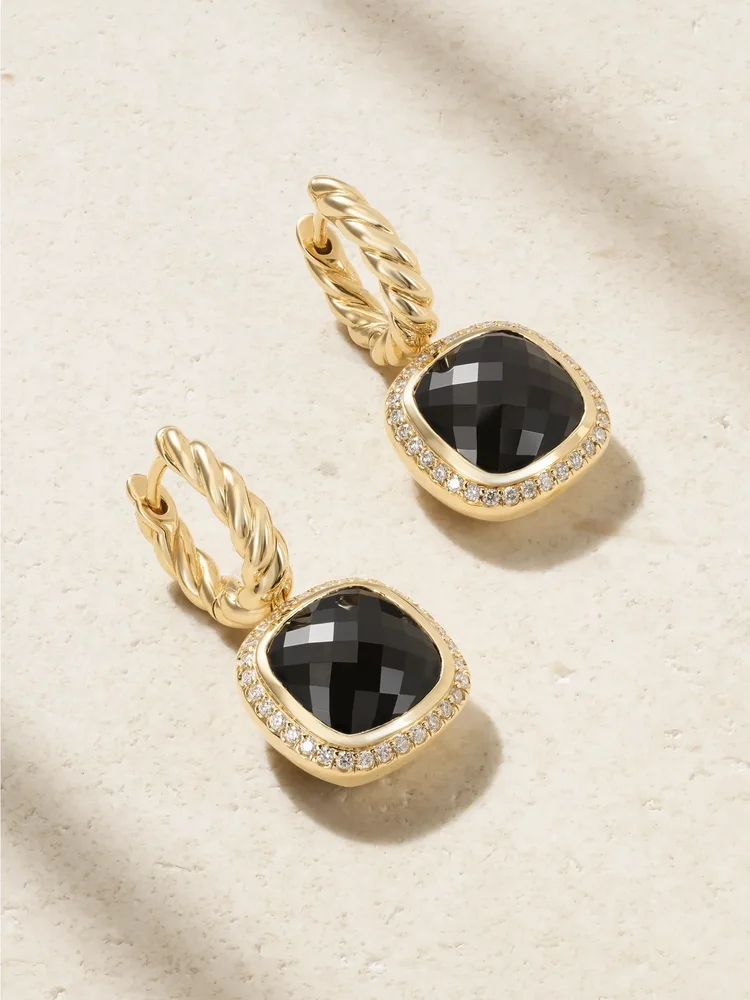 Albion® 18-karat gold, onyx and diamond earrings