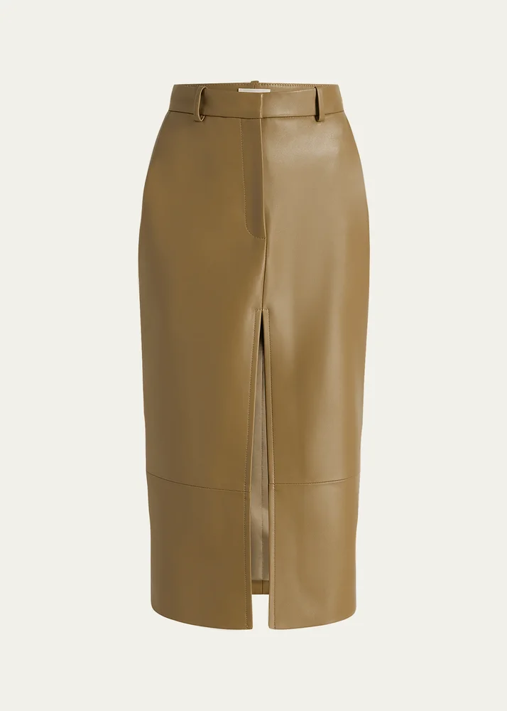 Anden Leather Midi Skirt