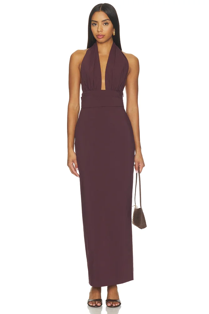 Campbell Halter Plunged Maxi Dress
