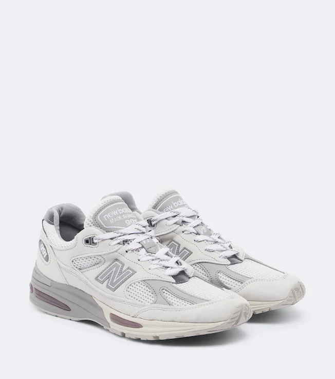 Made in UK 991V1 leather-trimmed sneakers