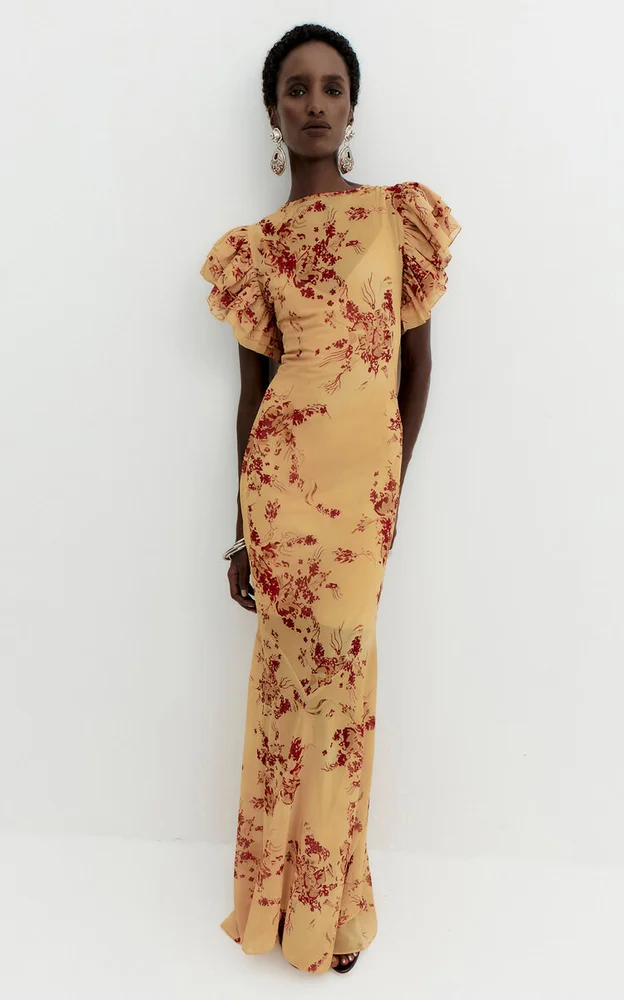 Bougainvillea Ruffled Maxi Dress