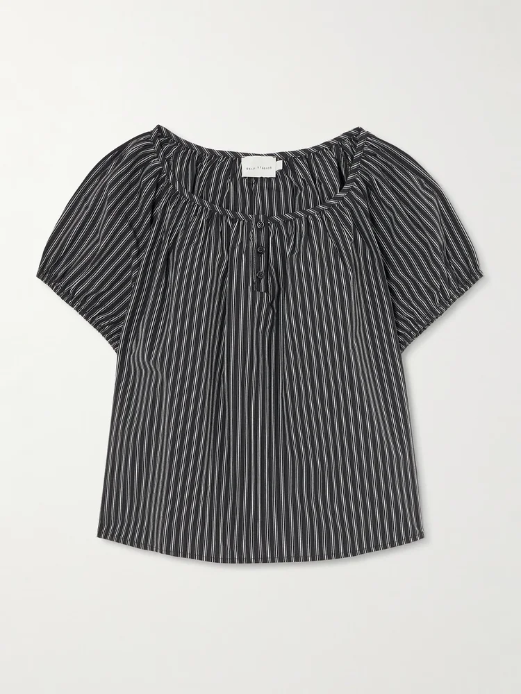 Striped organic cotton-poplin top