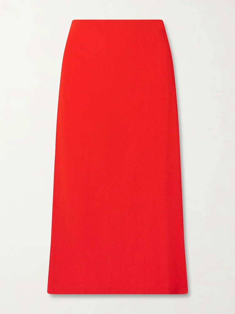 Stretch-crepe midi skirt