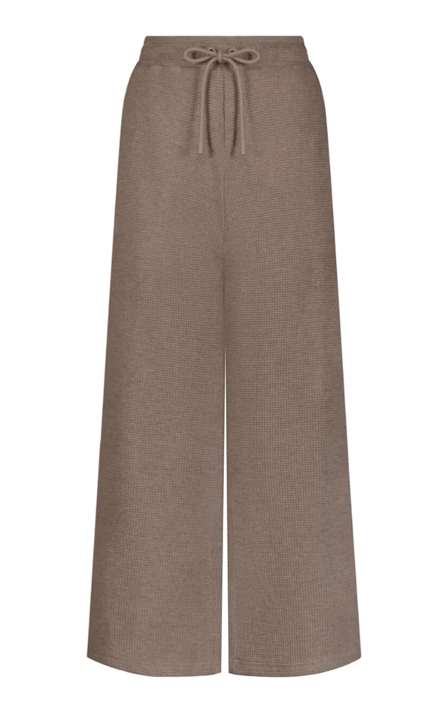 Waffle Knit Cropped Track Pants