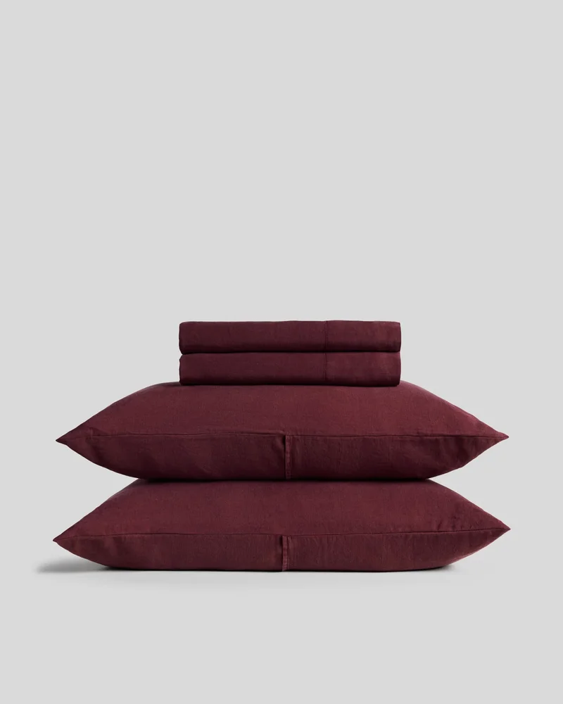 Linen Tencel Sheet Set in Garnet