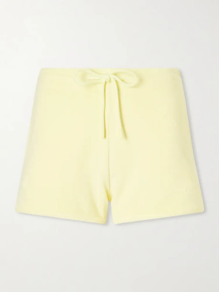 Embroidered cotton-terry shorts