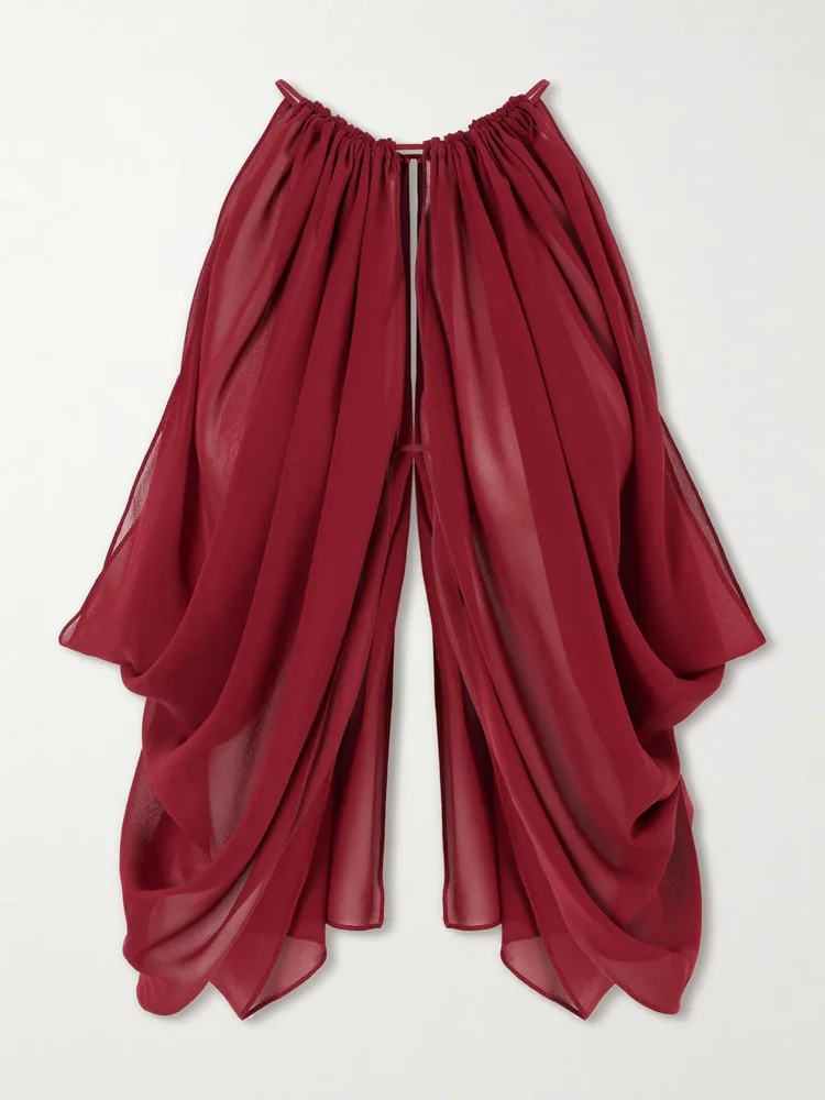 Reysa ruched silk-crepe top