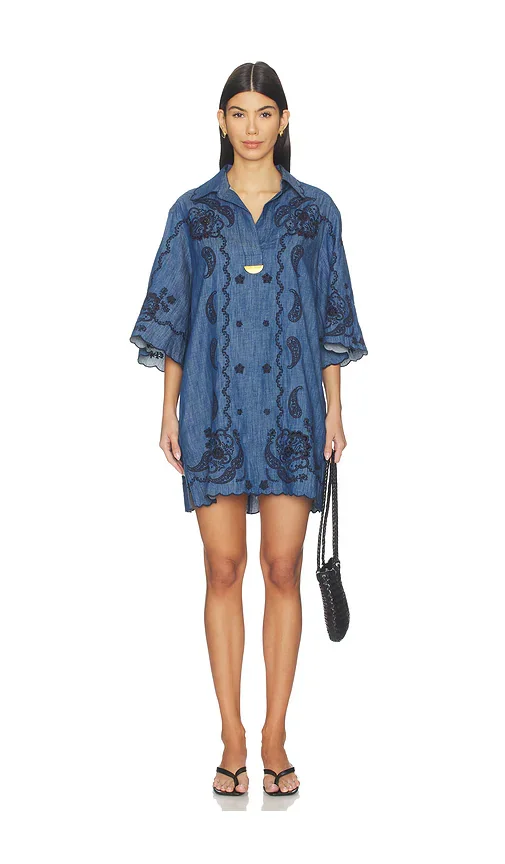 Aster Embroidered Denim Mini Dress