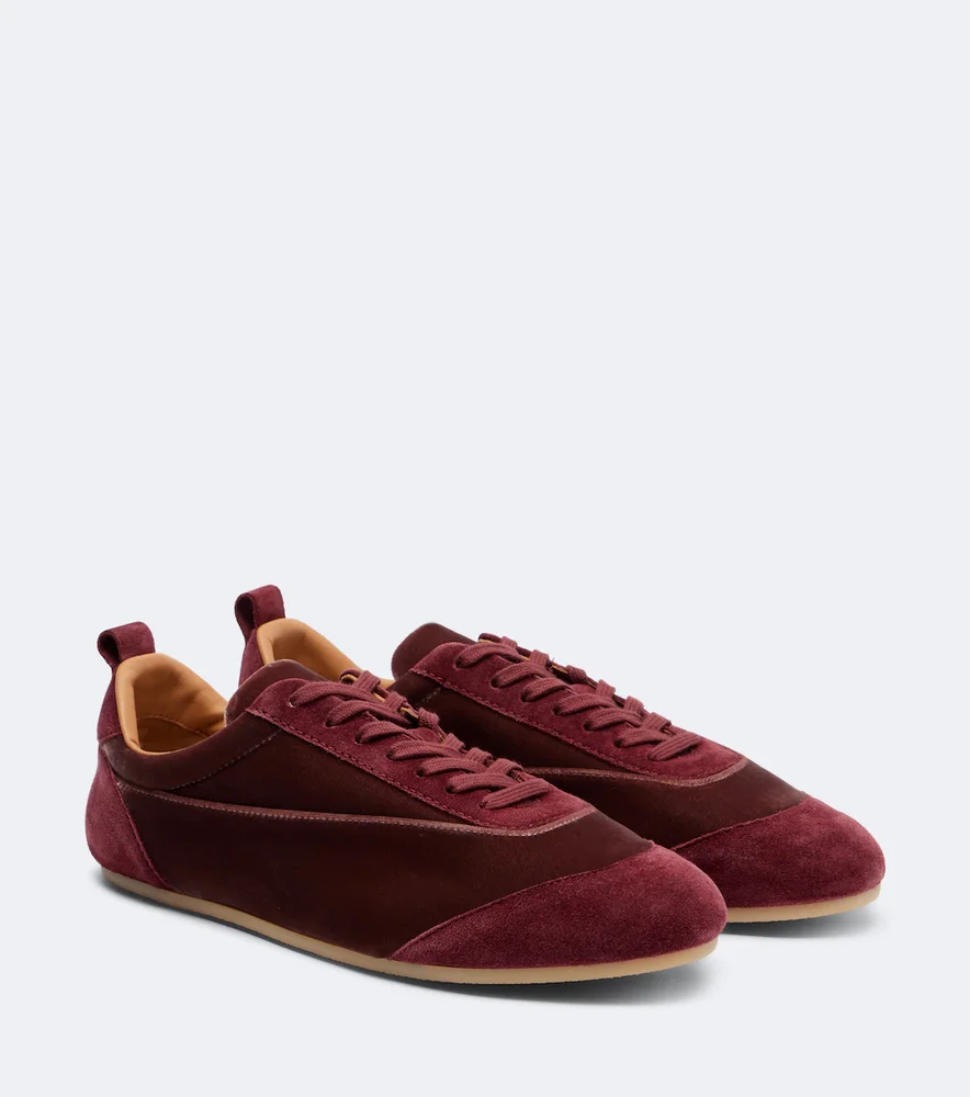 Etage suede-trimmed velvet sneakers