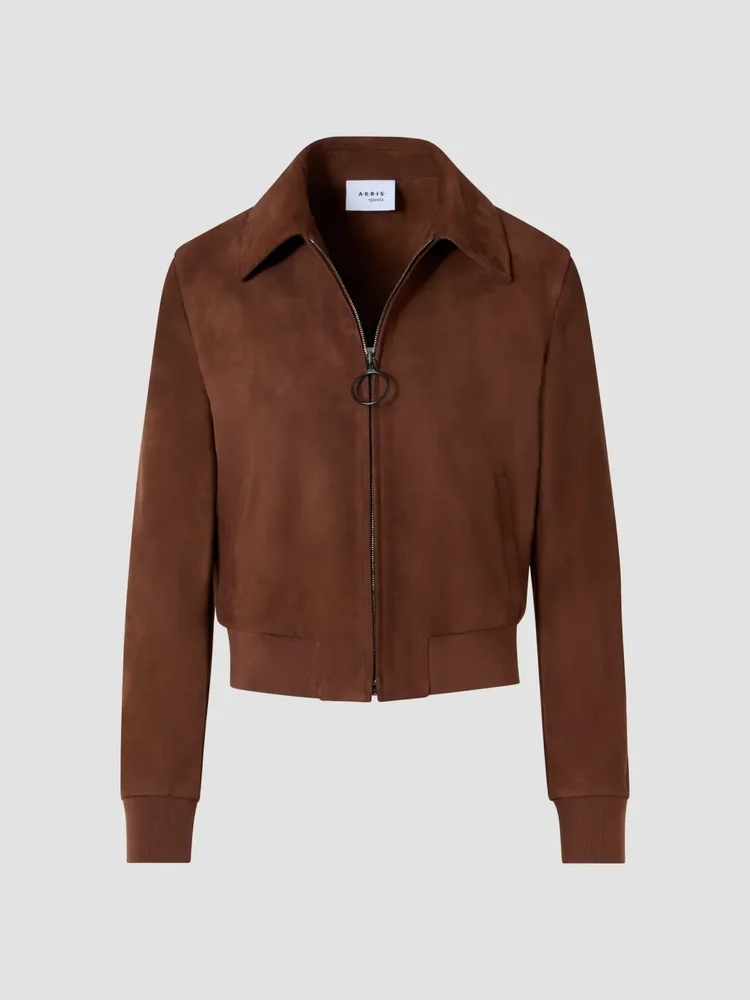 Suede Bomber Short Jacket