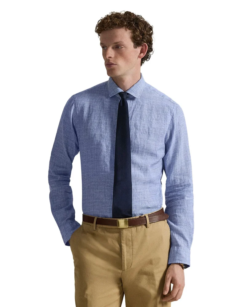 Classic Fit Plaid Linen Shirt