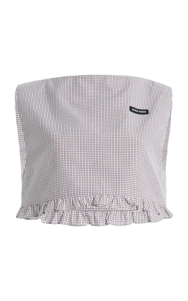 Checkered Cropped Cotton Top