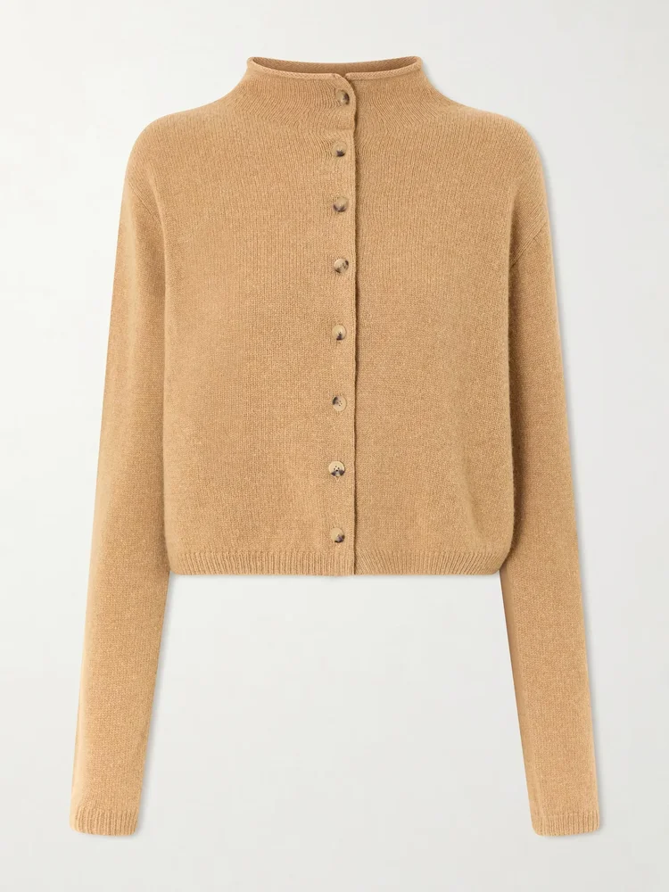 annora wool and cashmere blend turtleneck cardigan