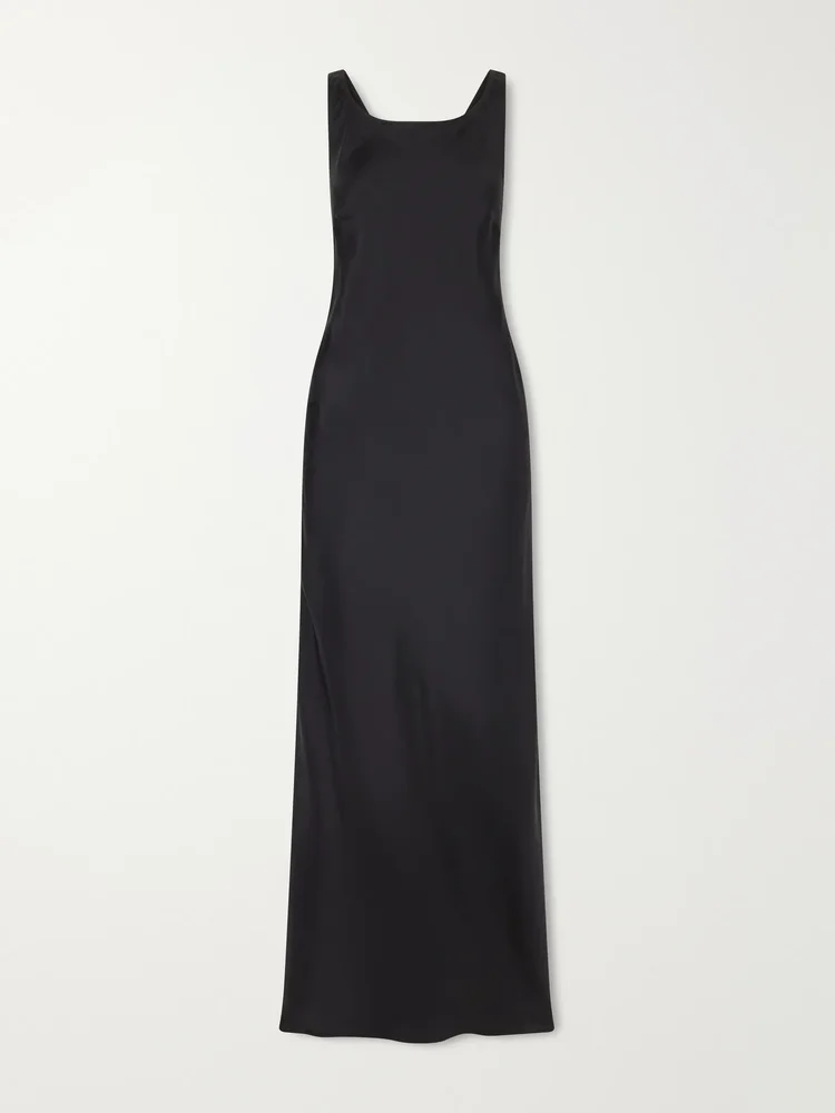 Open-back silk-satin maxi dress