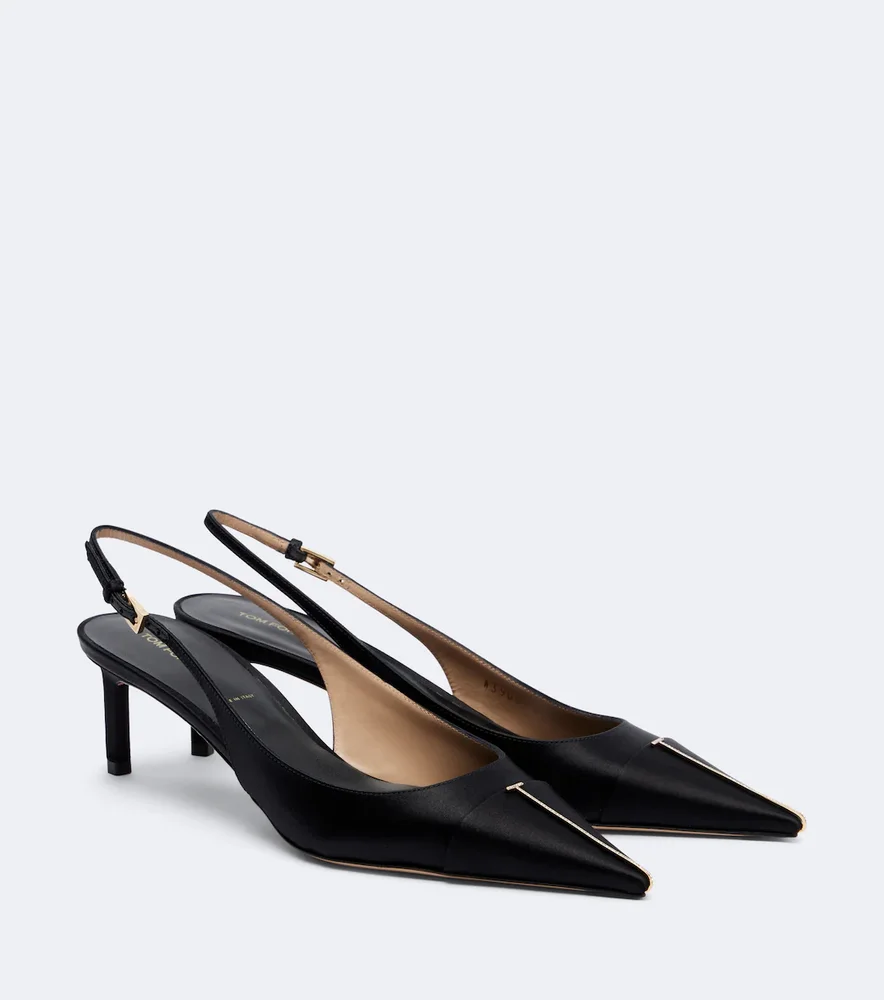 Satin slingback pumps