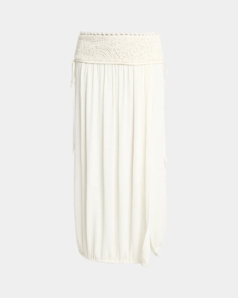 Nilma Guipure Lace Crinkle Silk Midi Balloon Skirt