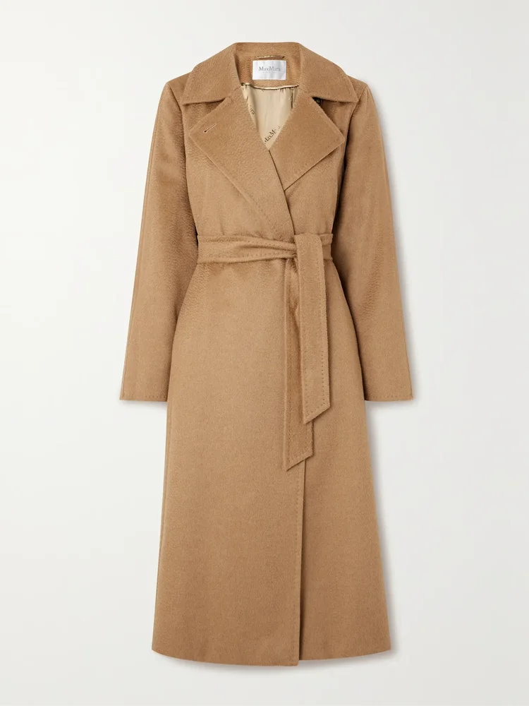 Manuela Icon belted camel-hair wrap coat