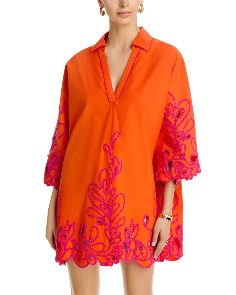 Paisley Bloom Embr Arcia Kaftan Dress