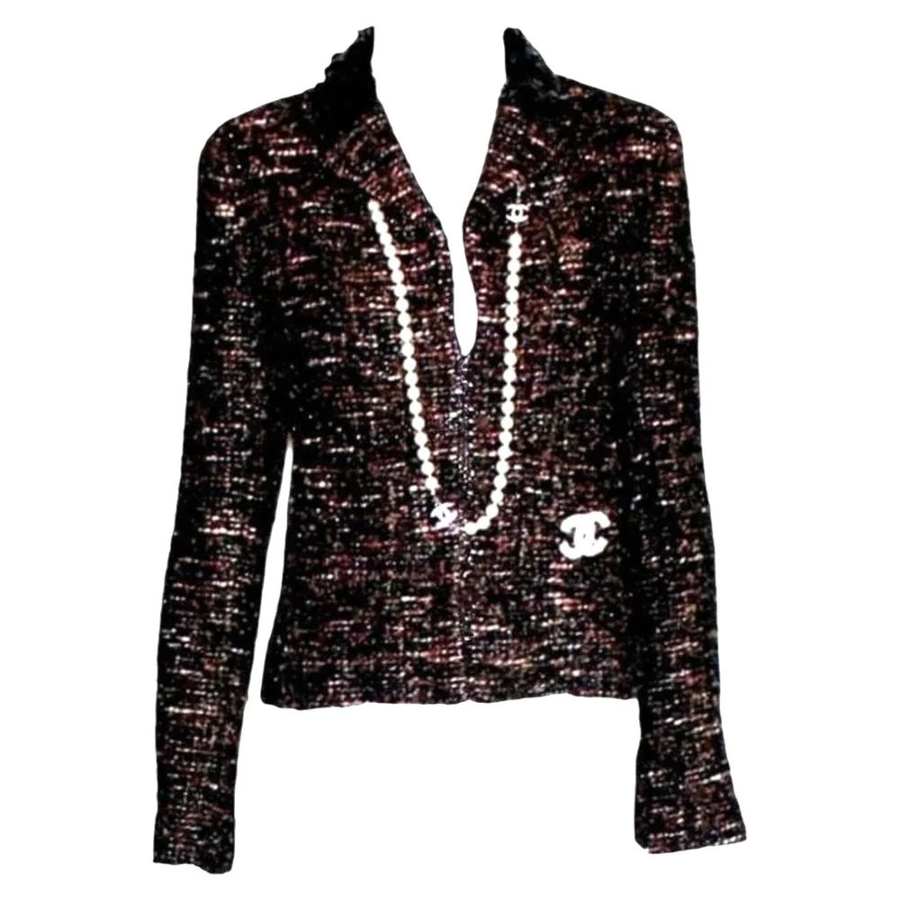 Unworn Chanel Metallic Fantasy Tweed Sequin Trimmed Jacket Blazer 44