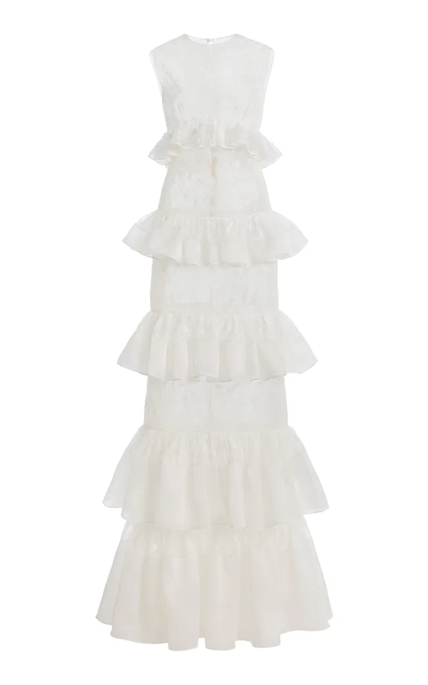 Sogna Ruffled Silk Organza Maxi Dress