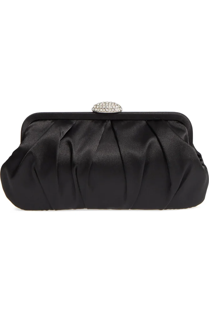 Concord Pleated Satin Frame Clutch