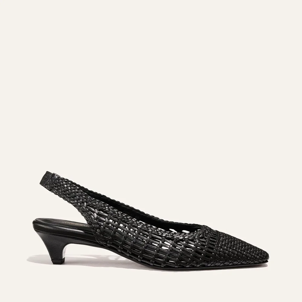 Sofia Sling - Black Woven Leather