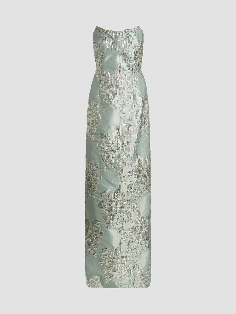 Brocade Strapless Column Gown