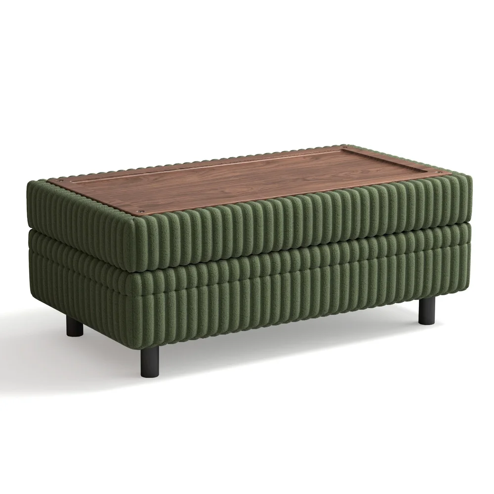 Sherry 40.55" Upholstered Storage Ottoman with Tray