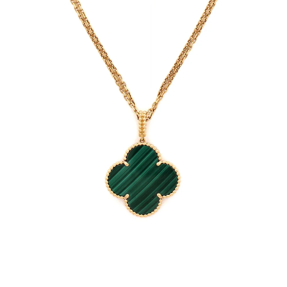 Magic Alhambra Pendant Long Necklace 18K Yellow Gold And Malachite