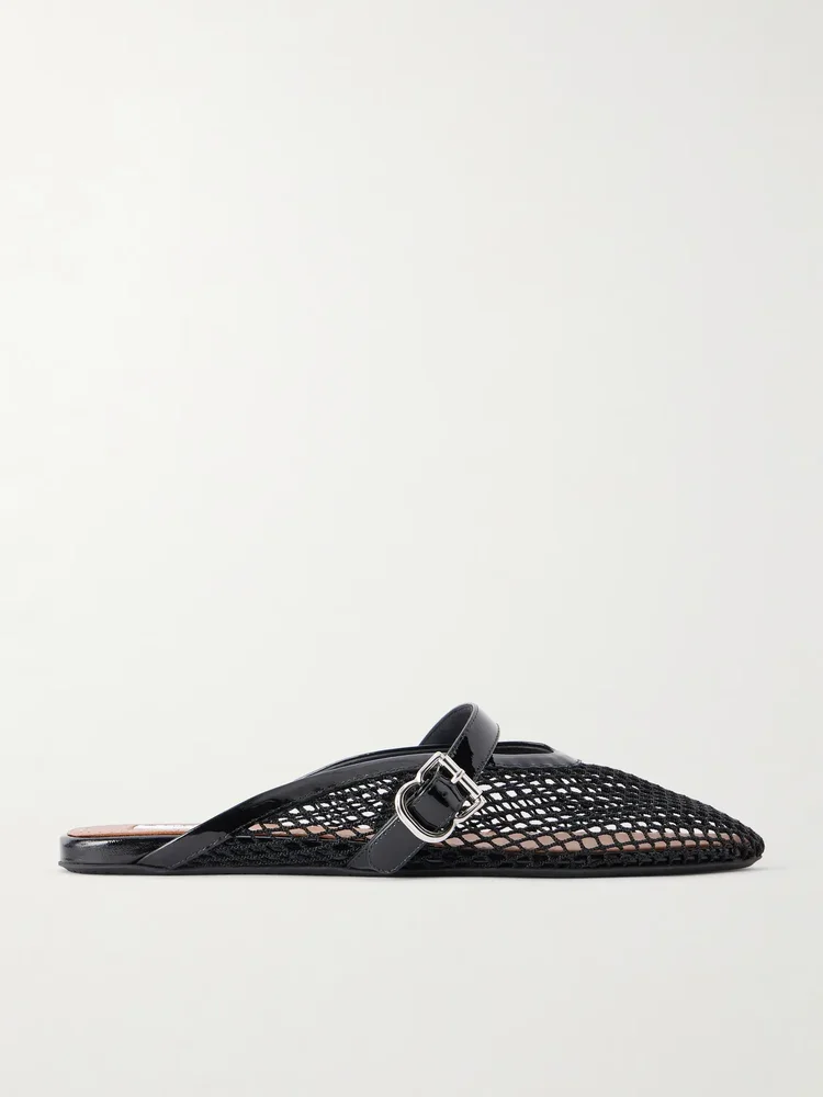Fishnet flat mules