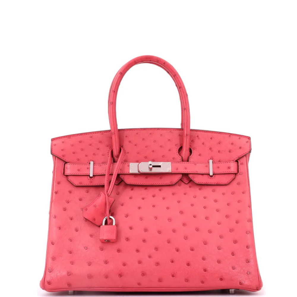 Ostrich Birkin 30 in Bougainvillier