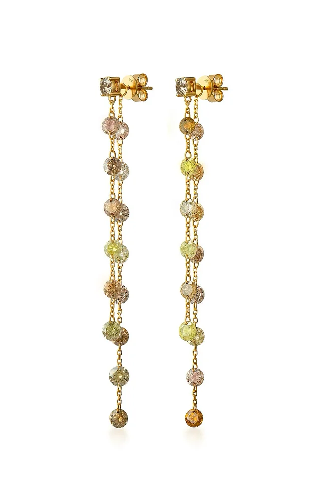 Fancy Color Double Drilled Linear Earrings Diamond