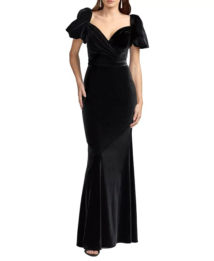 Velvet Puff Sleeve Mermaid Gown