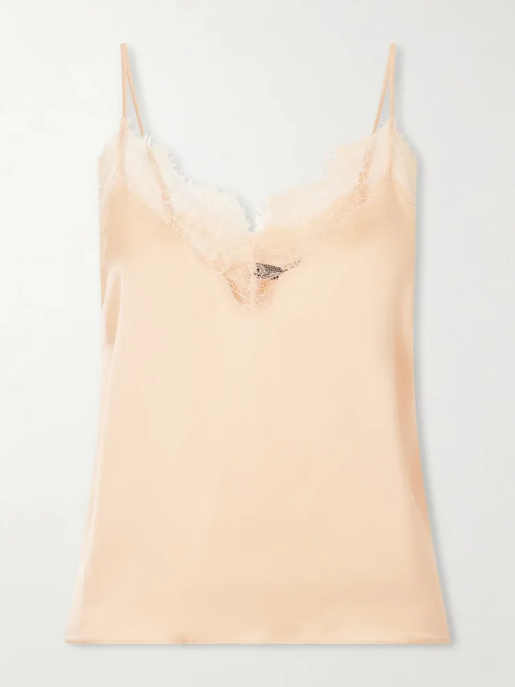 Mael lace-trimmed silk-blend blouse