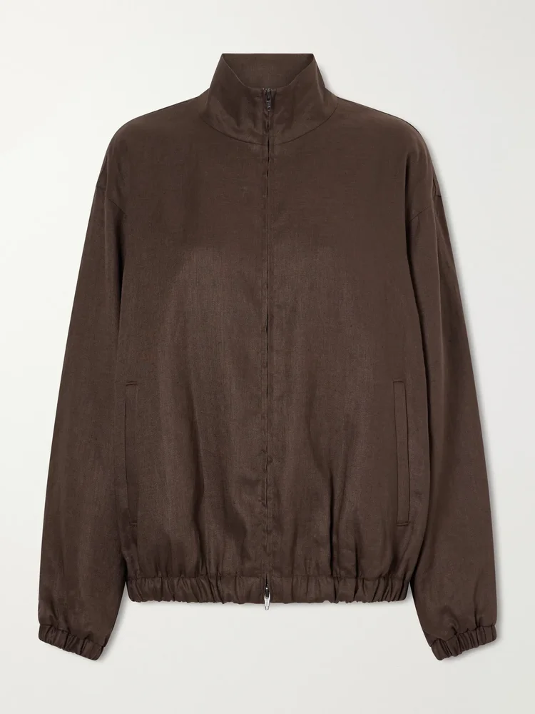Gathered linen jacket