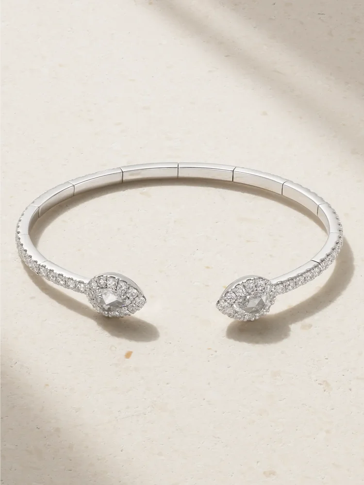 18-karat white gold diamond cuff