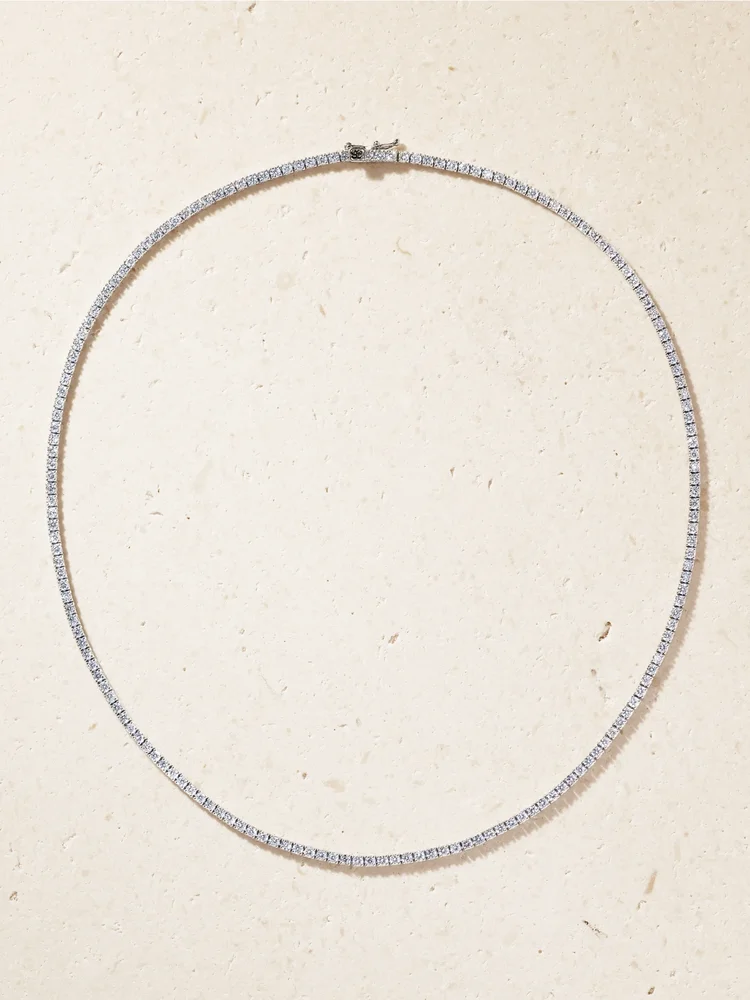 14-karat white gold diamond tennis necklace