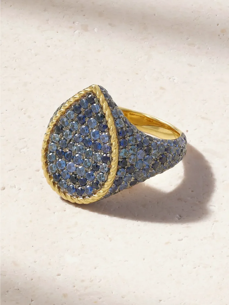 Poire 9-karat gold sapphire ring