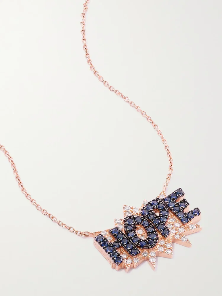 Hope 18-karat rose gold, sapphire and diamond necklace