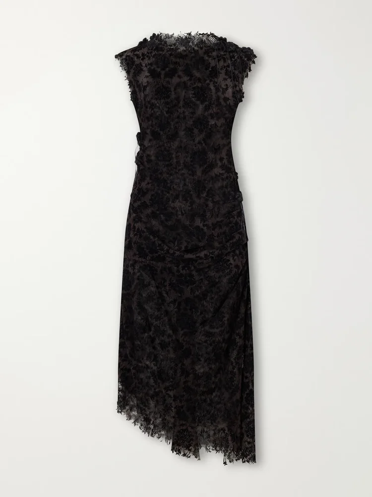 Najia asymmetric lace midi dress