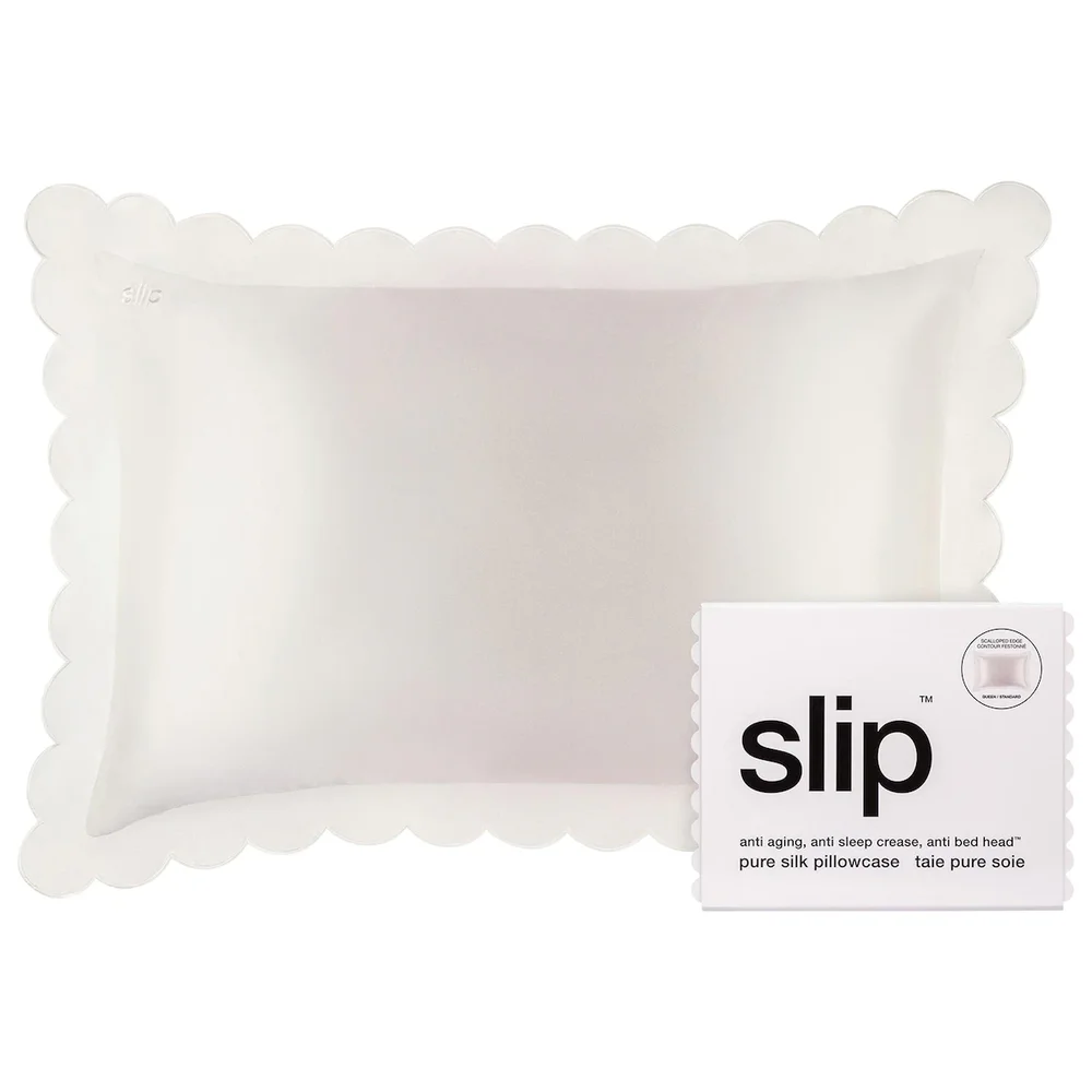 Pure Silk Queen Pillowcase with Scalloped Edge