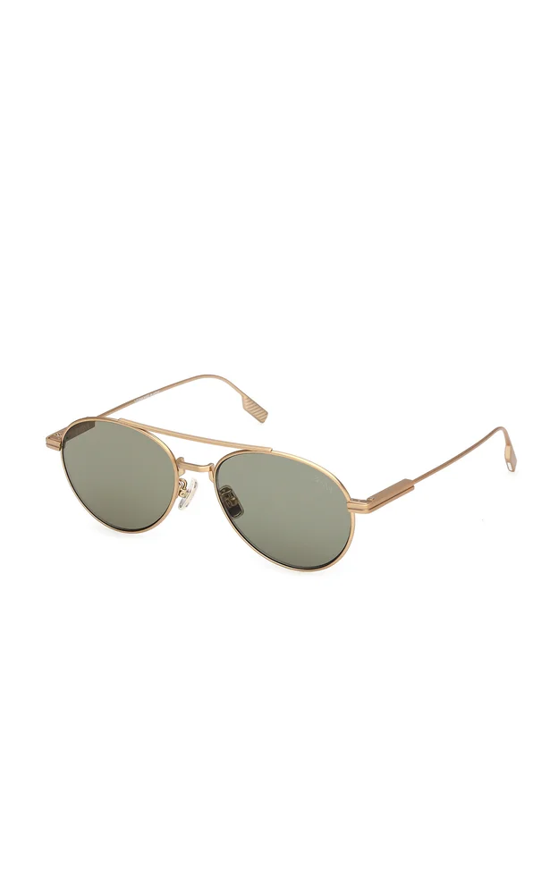 Zegna Matte Satin Brass Sunglasses