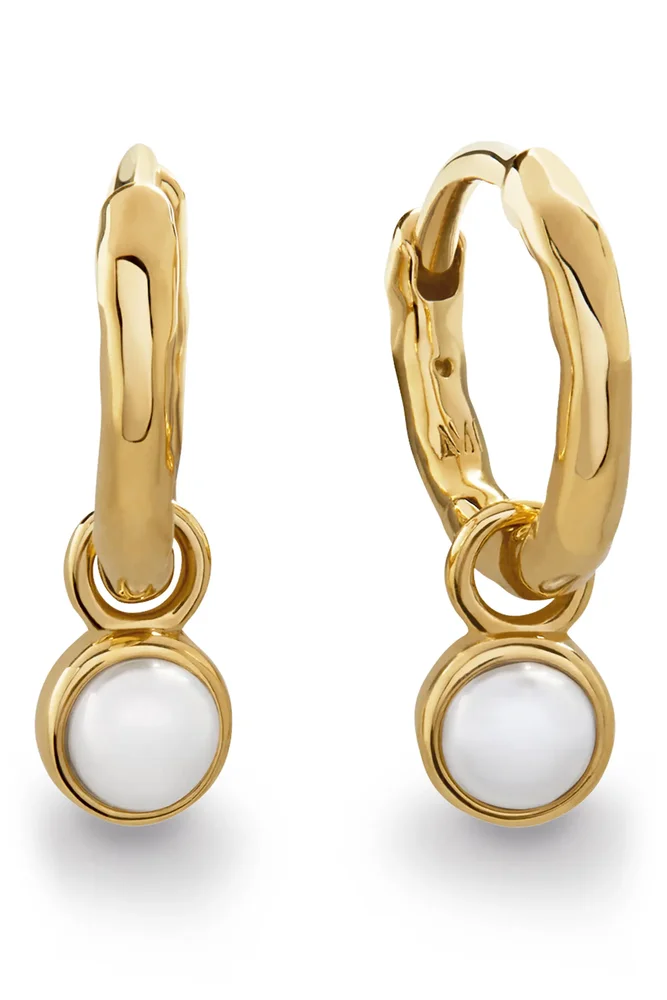 MV Siren Pearl Charm Huggie Hoop Earrings
