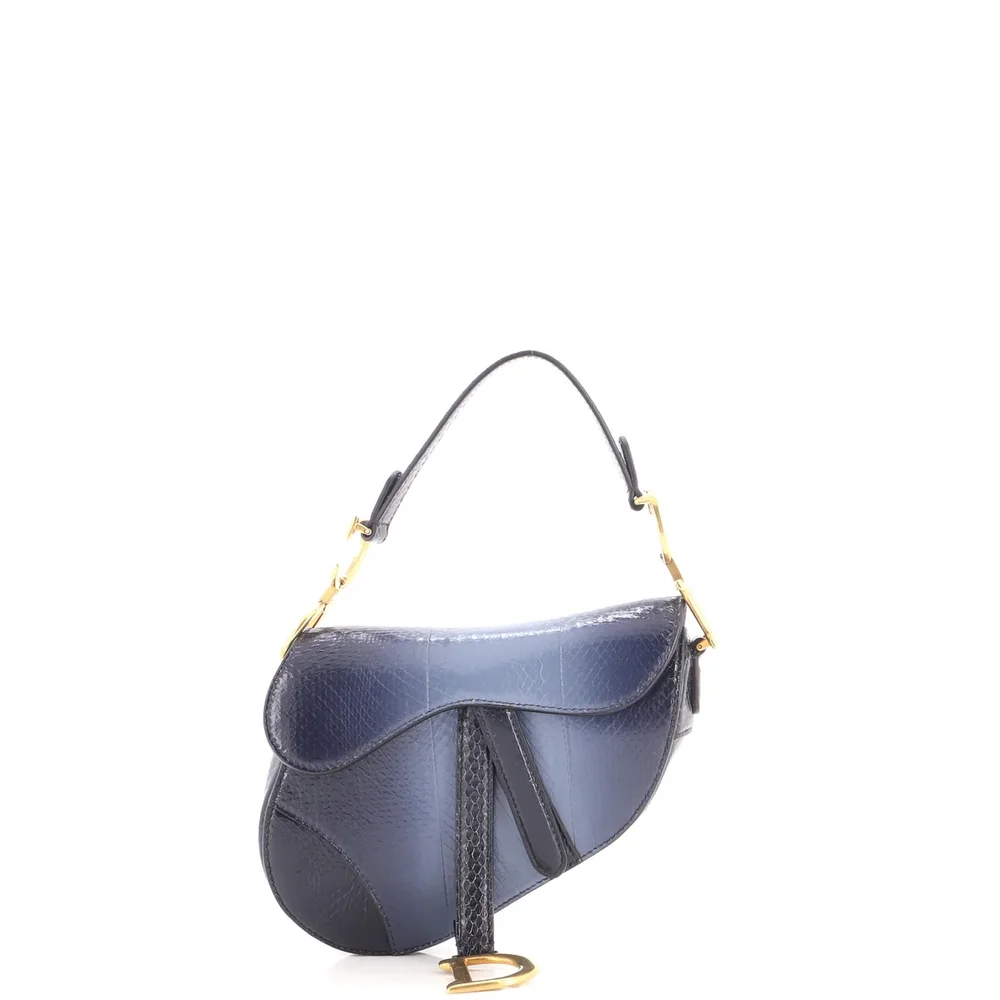 Dior Saddle Handbag Python Mini, Blue