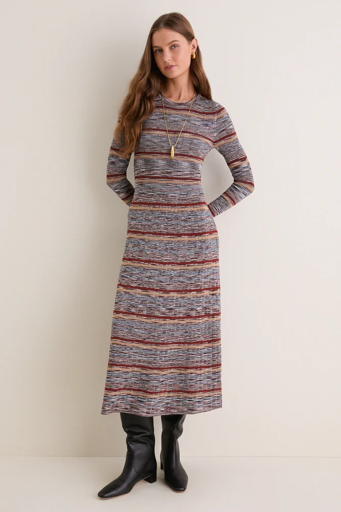 Veronica Beard Rust Multi Nami Knit Dress