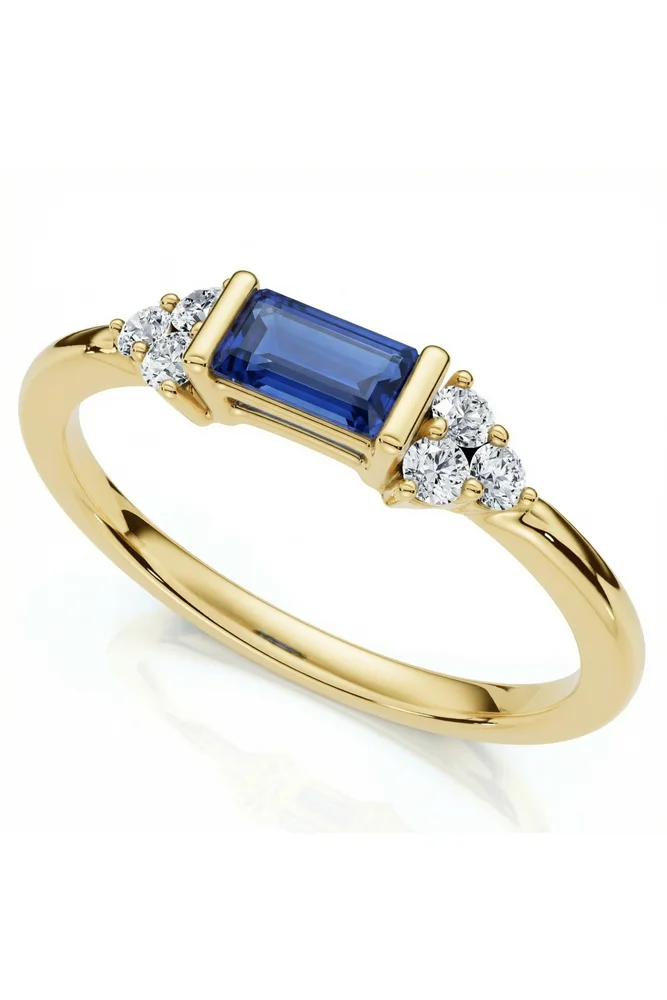 1/3Ct Thin Sapphire Diamond Stackable Wedding Ring 14k Gold Lab Grown