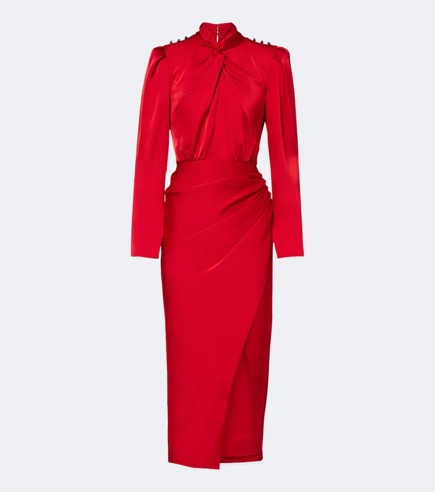 Draped satin cocktail dress