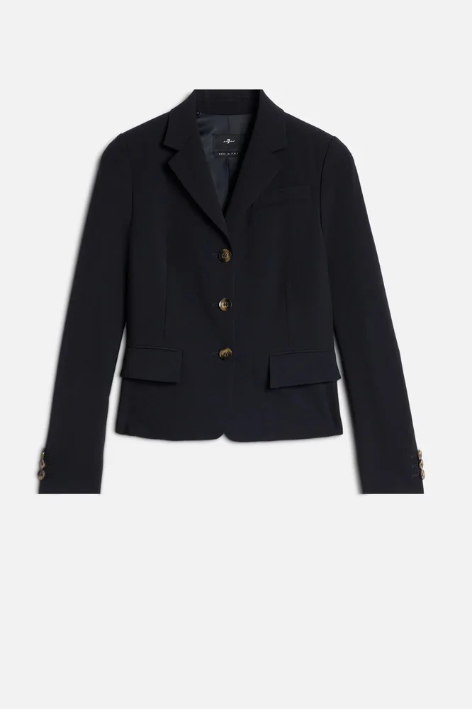FITTED BLAZER in Wool Blend Dark Navy